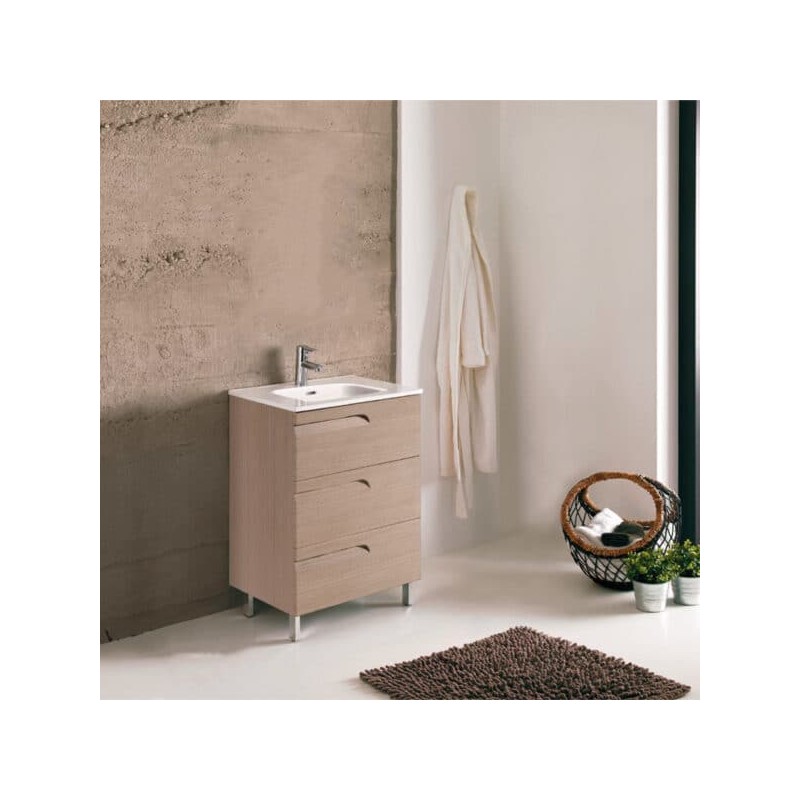 Gabinete Vitale Drift Wood con Lavabo Orbis 81cm x 46cm Esbaño 90363