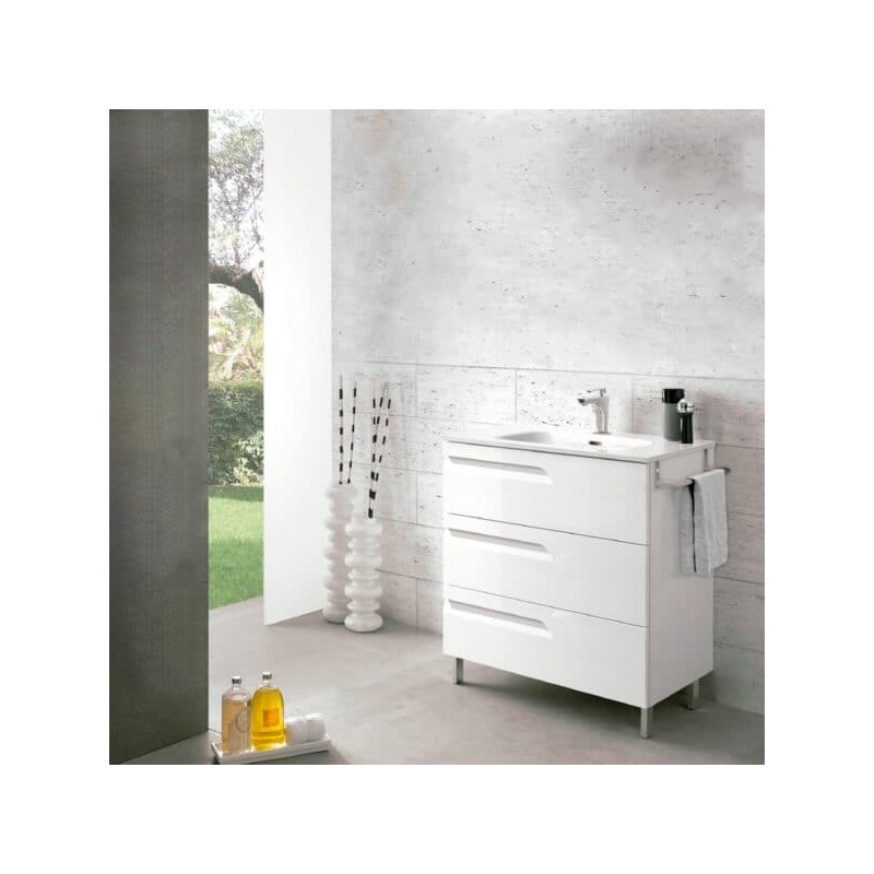 Gabinete Vitale Lacado Brillo Blanco con Lavabo Orbis 61cm x 46cm Esbaño 90272