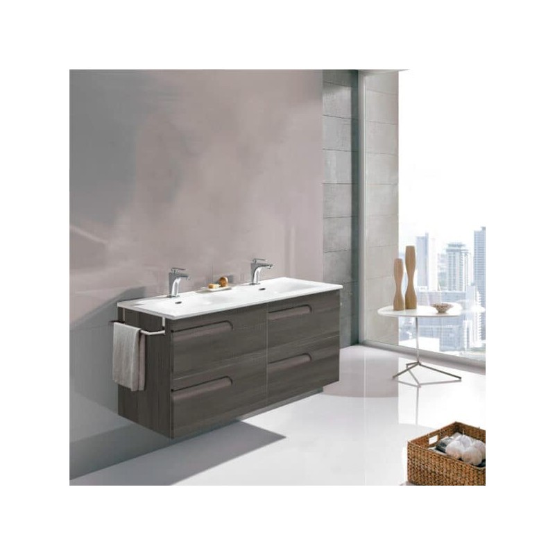 Gabinete Volado Doble Vitale Bodega Gray con Lavabo Orbis 120cm x 45cm Esbaño 90211