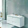 Gabinete Volado Doble Vitale Lacado Brillo Blanco con Lavabo Orbis 120cm x 45cm Esbaño 90212