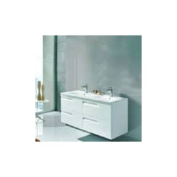 Gabinete Volado Doble Vitale Lacado Brillo Blanco con Lavabo Orbis 120cm x 45cm Esbaño 90212