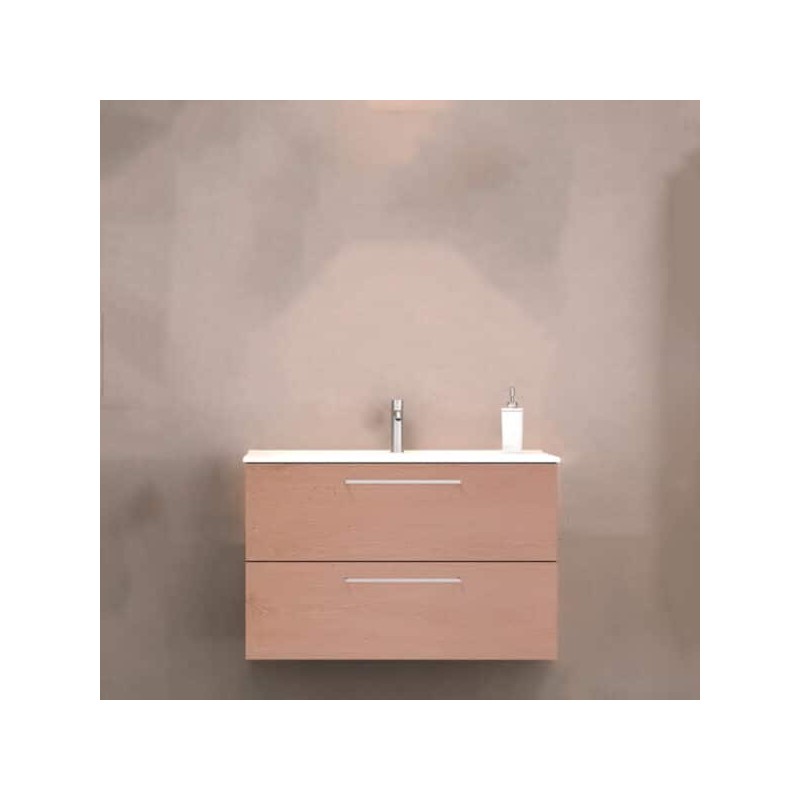 Gabinete Volado Easy Roble Provenzal con Lavabo Orbis 81cm x 46cm Esbaño 90370