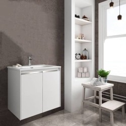 Gabinete Volado Style Lacado Brillo Blanco con Lavabo Orbis 61cm x 46cm Esbaño 90347