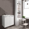 Gabinete Volado Style Lacado Brillo Blanco con Lavabo Orbis 61cm x 46cm Esbaño 90347