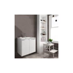 Gabinete Volado Style Lacado Brillo Blanco con Lavabo Orbis 61cm x 46cm Esbaño 90347