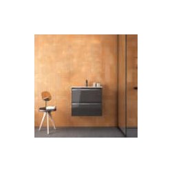 Gabinete Volado Style Lacado Brillo Gris con Lavabo Orbis 61cm x 46cm Esbaño 90351