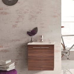 Gabinete Volado Urban Pack Nogal Terracota (2 puertas) con Lavabo Spirit 51cm x 40cm Esbaño 90328