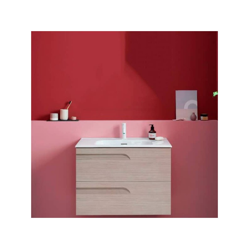 Gabinete Volado Vitale Drift Wood con Lavabo Orbis 61cm x 46cm Esbaño 90359