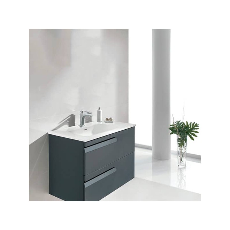 Gabinete Volado Vitale Lacado Brillo Gris con Lavabo Orbis 61cm x 46cm Esbaño 90106