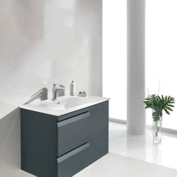 Gabinete Volado Vitale Lacado Brillo Gris con Lavabo Orbis 81cm x 46cm Esbaño 90110