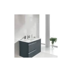 Gabinete Volado Vitale Lacado Brillo Gris con Lavabo Orbis 81cm x 46cm Esbaño 90110