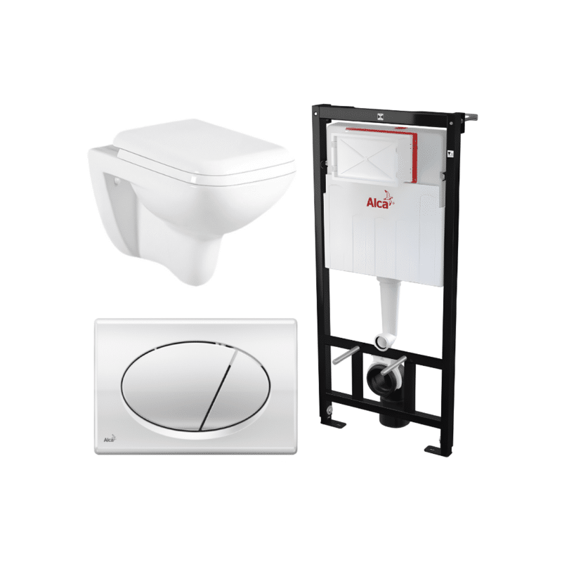 Kit Tanque Oculto A101, Taza Suspendida WC-014 y Pulsador M71 Tecnobath-Alcaplast PWCS13-SADRO