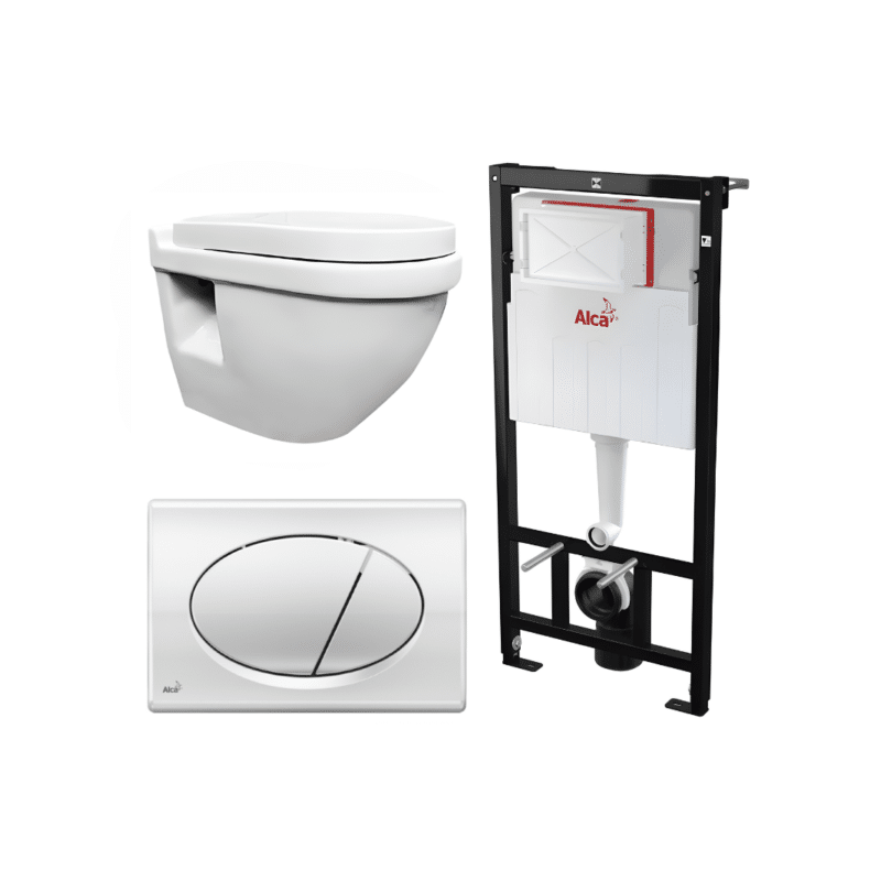 Kit Tanque Oculto A101, Taza Suspendida WC010 y Pulsador M71 Tecnobath-Alcaplast PWCS9-SADRO