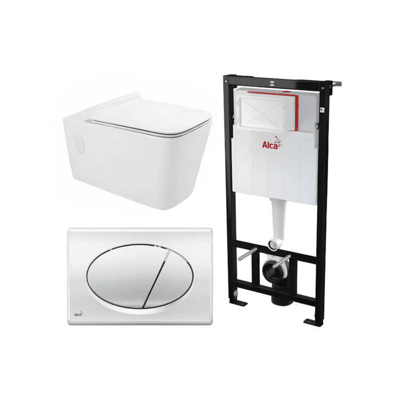 Kit Tanque Oculto A101, Taza Suspendida WC011 y Pulsador M71 Tecnobath-Alcaplast PWCS8-SADRO