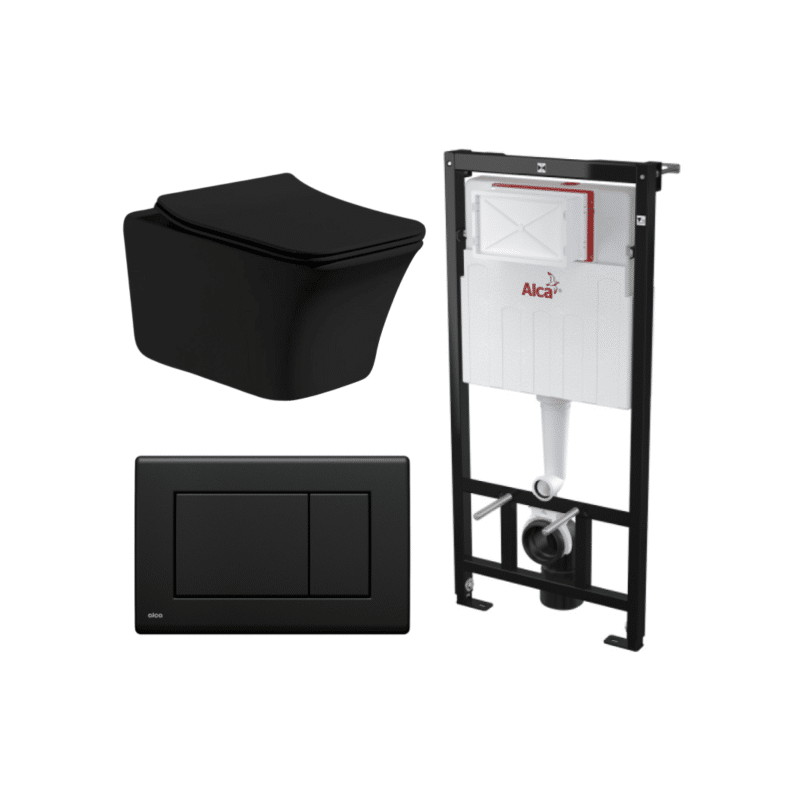 Kit Tanque Oculto A101, Taza Suspendida WC012N y Pulsador M278 Tecnobath-Alcaplast PWCS12-SADRO