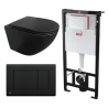 Kit Tanque Oculto A101, Taza Suspendida WC15NEGRO y Pulsador M278 Tecnobath-Alcaplast PWCS19-SADRO
