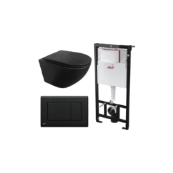 Kit Tanque Oculto A101, Taza Suspendida WC15NEGRO y Pulsador M278 Tecnobath-Alcaplast PWCS19-SADRO
