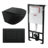 Kit Tanque Oculto A101, Taza Suspendida WC15NEGRO y Pulsador M278 Tecnobath-Alcaplast PWCS19-SADRO