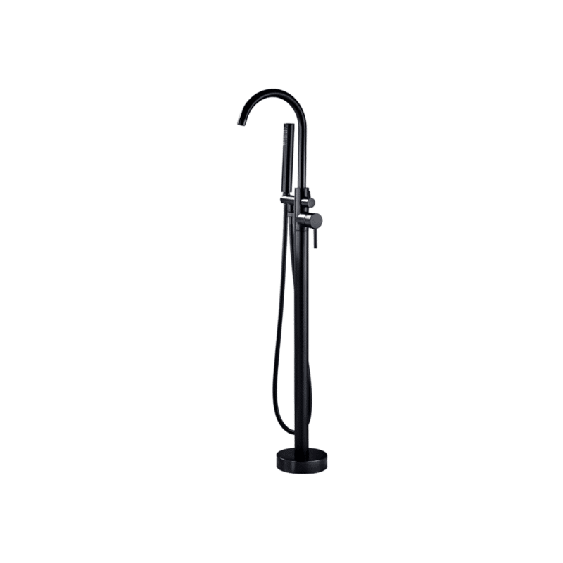Llave de Piso para Tina con Regadera de Mano Negro Mate Tecnobath TB15.412NEGRO