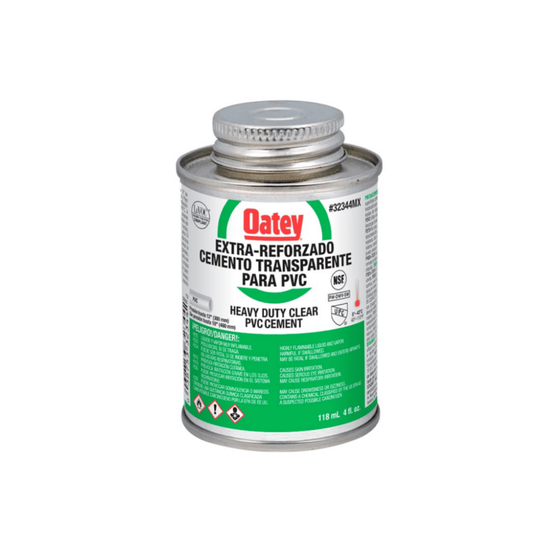 Cemento Transparente para PVC Extra Reforzado Oatey 118ml (4 Oz) 32344MX