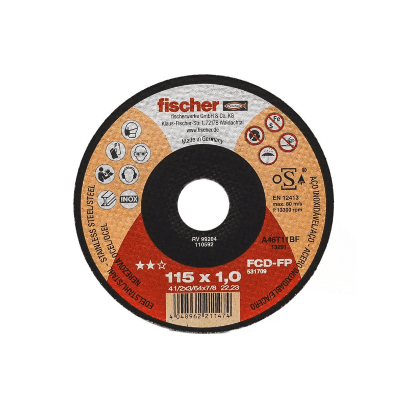 Disco Abrasivo de Corte FCD-FP 115 x 1.0 x 22.23 Plus Fischer 531709