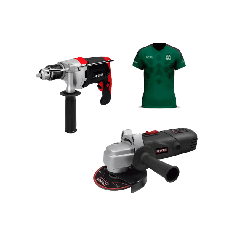 Kit de Rotomartillo 850W RM812E + Mini Esmeriladora Angular 900W 4-1/2? EA804 + Jersey Temático Urrea