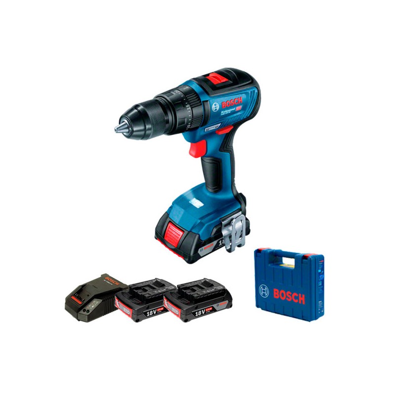 Rotomartillo inalámbrico de 1/2? 18V Heavy Duty Brushless en Maletín (2 baterías 18V de 2.0 Ah+1 cargador GAL 18V-20) Bosch GSB 