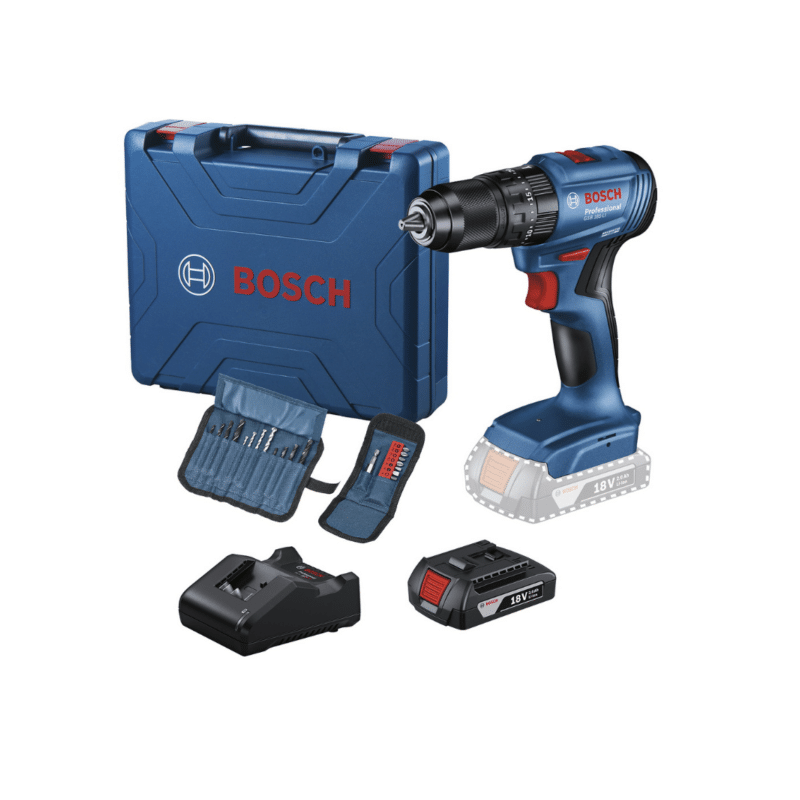Rotomartillo Inalámbrico GSB 185-LI de 1/2? 18V Brushless en Maletín + 23 Accesorios + 1 Batería 18V de 2.0 Ah y 1 Cargador GAL 