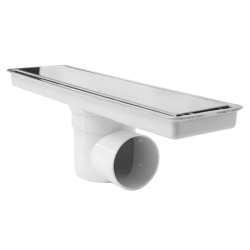 Coladera Alargada 30cm Doble Vista Minimalista Acero Inoxidable ó para Recibir Loseta Fleximatic 2631