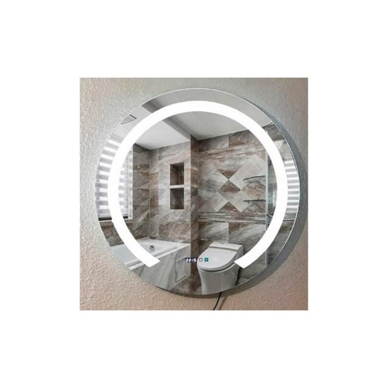 Espejo Touch Luz LED Bluetooth Indicador de Temperatura Reloj Digital 79X79 CM EL8060F