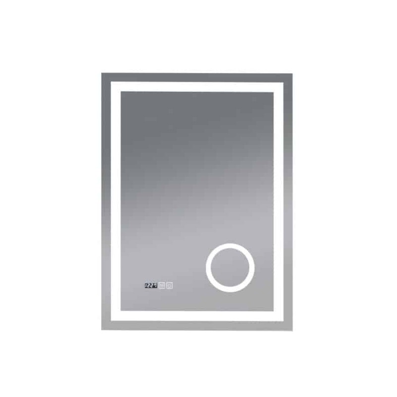 Espejo Touch Luz LED con Aumento para Maquillaje Reloj Digital Indicador de Temperatura 80X60 CM EL8060P