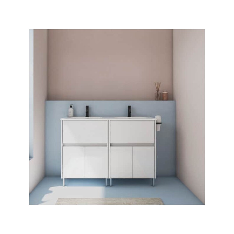 Gabinete Band Blanco Mate con Lavabo Orbis 122cm x 74cm Esbaño 90413