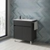 Gabinete Band Lacado Gris Mate con Lavabo Orbis 62cm x 74cm Esbaño 90406