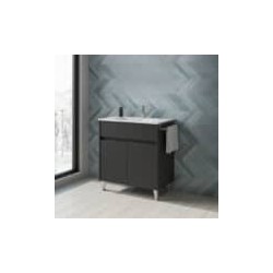 Gabinete Band Lacado Gris Mate con Lavabo Orbis 62cm x 74cm Esbaño 90406