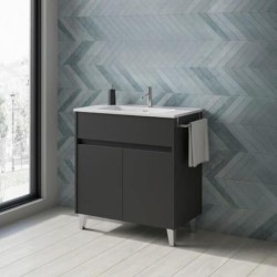 Gabinete Band Lacado Gris Mate con Lavabo Orbis 82cm x 74cm Esbaño 90409