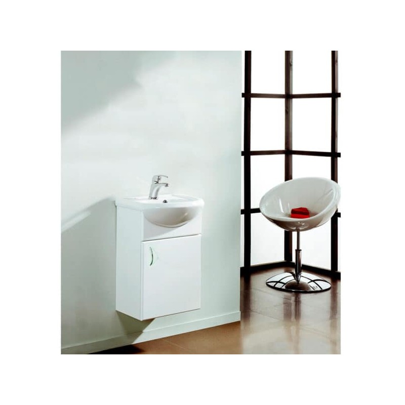 Gabinete Basic Pack Lacado Brillo Blanco con Lavabo Polka 45cm x 33cm Esbaño 90325