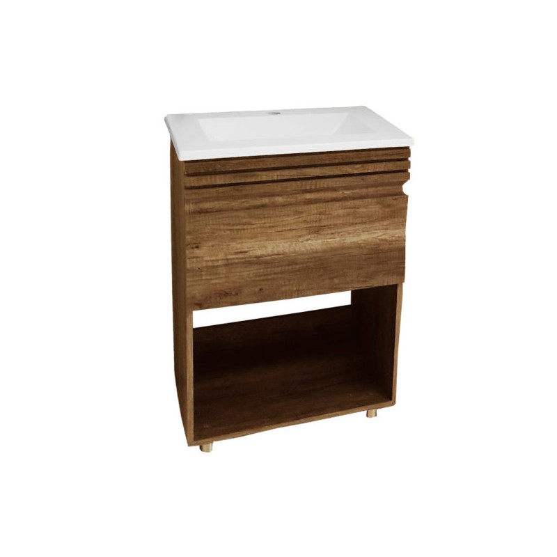 Gabinete con lavabo a piso Coral Olivo de 58 cm