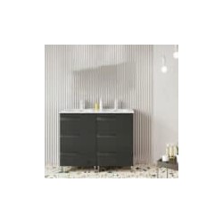 Gabinete Doble Vitale Lacado Brillo Gris con Lavabo Orbis 121cm x 46cm Esbaño 90225