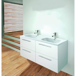 Gabinete Doble Volado Easy Lacado Brillo Blanco con Lavabo Orbis 121cm x 46cm Esbaño 90315