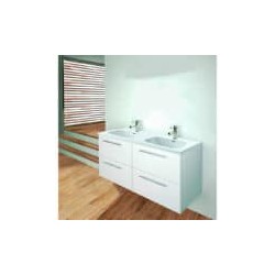 Gabinete Doble Volado Easy Lacado Brillo Blanco con Lavabo Orbis 121cm x 46cm Esbaño 90315