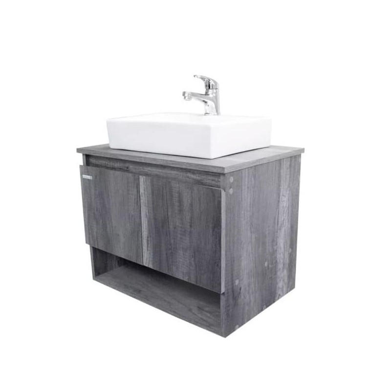 Gabinete Suspendido 60 x 45 x 58cm con Lavabo + Accesorios de Instalación Vanity Pack Roma Lombardia Ekon/Ceramosa  62807