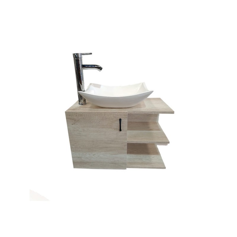 Gabinete Suspendido con Lavabo y Monomando 60 x 40 x 30 Eucalipto Toscana Kana